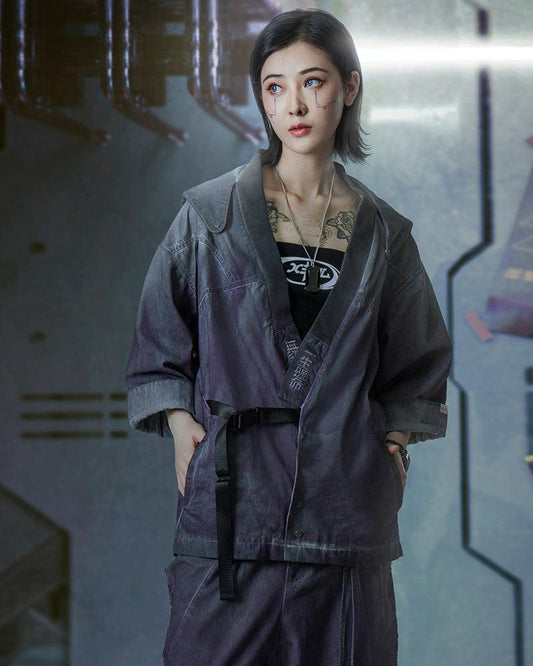 Futuristic Yaksha Samurai Jacket - cyberpunk fashion jacket - Futuristic Yaksha Samurai Jacket for Cyberpunk Style - Main view