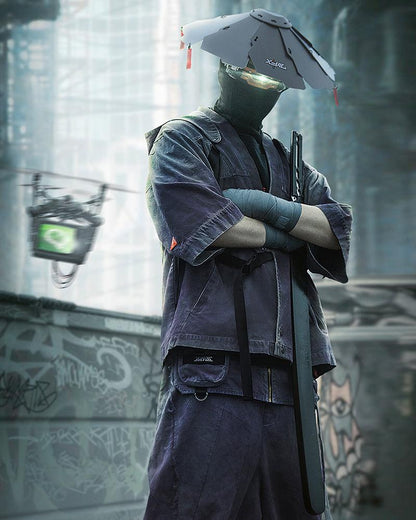 Futuristic Yaksha Samurai Jacket - futuristic jacket - Futuristic Yaksha Samurai Jacket for Cyberpunk Style - View 2