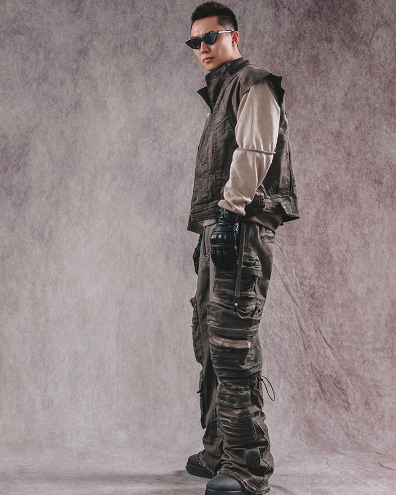 Geometric Cut Adventure Vest -  wasteland aesthetics - Geometric Cut Adventure Vest - Unique Vintage Style - View 9