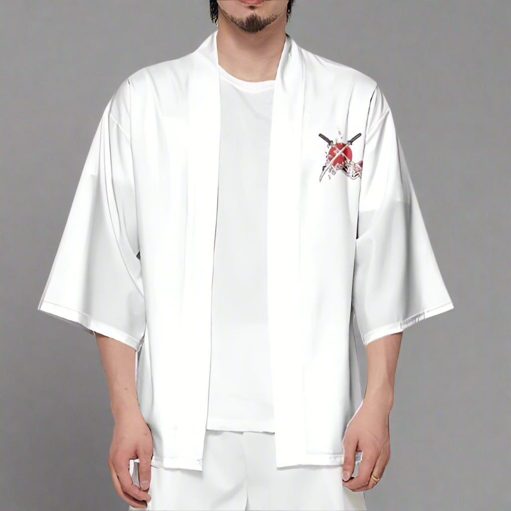 Ghostly White Haori - white haori - Ghostly White Haori - Stylish Kimono Cardigan - View 3