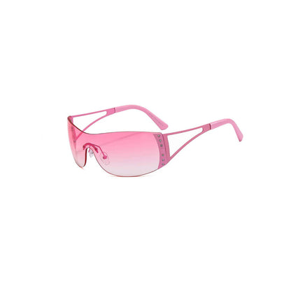 Glitzy Frameless Rhinestone Sunglasses -  stylish eyewear - Stylish Frameless Rhinestone Sunglasses for Modern Wear - View 8