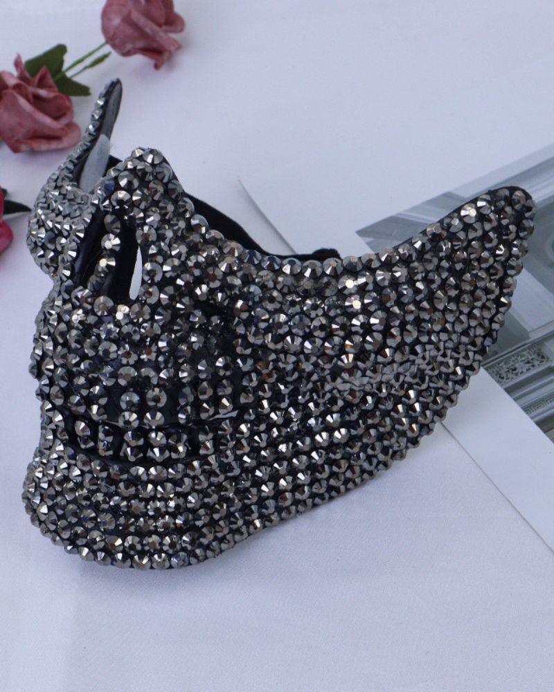 Gothic Gemmed Skull Mask - gothic mask - Cyberpunk Gemmed Skull Mask for Edgy Costumes - View 2