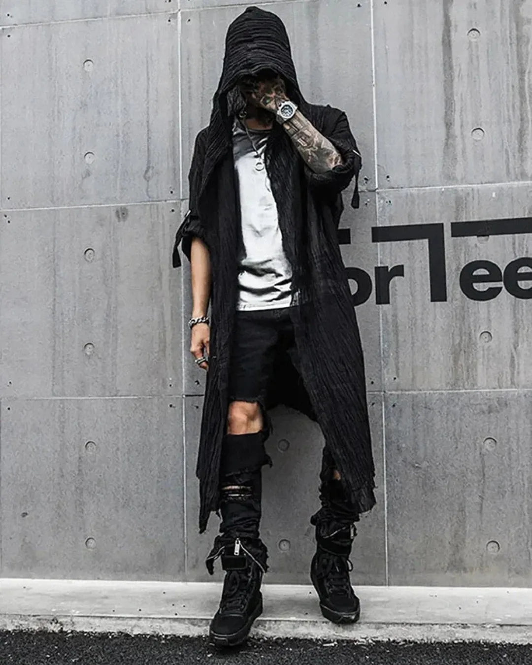 Gothic Hooded Cape - Summer Techwear - Stylish Gothic Hooded Cape for Every Occasion - View 3
