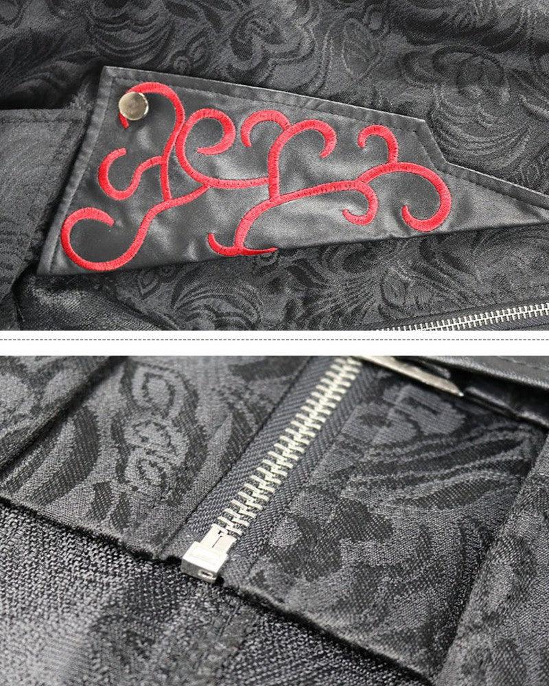 Gothic Techwear Unisex Long Coat -  costume coat for events - Gothic Techwear Unisex Long Coat with Unique Embroidery - View 4