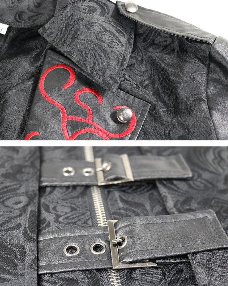 Gothic Techwear Unisex Long Coat -  fashionable long coat - Gothic Techwear Unisex Long Coat with Unique Embroidery - View 5