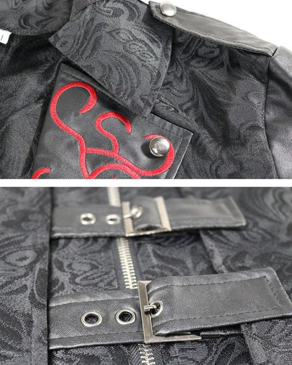 Gothic Techwear Unisex Long Coat -  fashionable long coat - Gothic Techwear Unisex Long Coat with Unique Embroidery - View 5