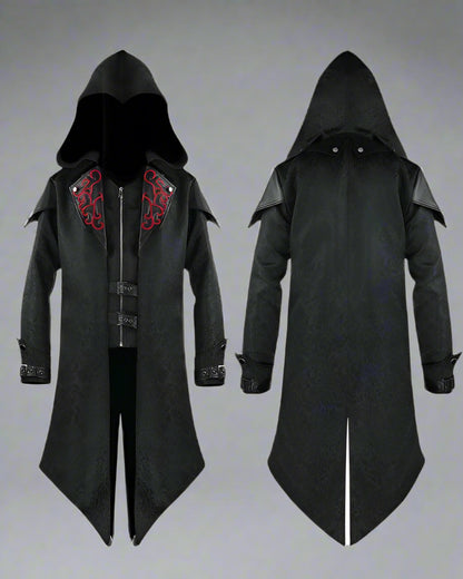 Gothic Techwear Unisex Long Coat - gothic style coat - Gothic Techwear Unisex Long Coat with Unique Embroidery - View 2