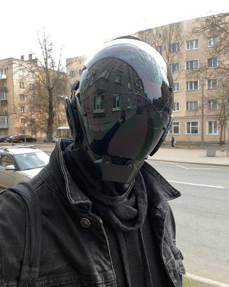 futuristic motorcycle helmet Futuristic High-Tech Cyberpunk Helmet with Balaclava – Imaphotic