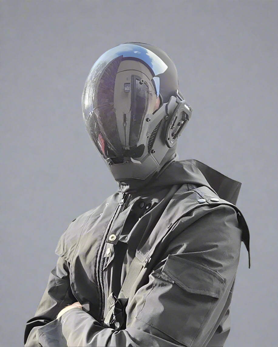 High-Tech Cyberpunk Helmet - futuristic helmet - Futuristic High-Tech Cyberpunk Helmet with Balaclava - View 2