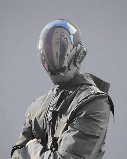 High-Tech Cyberpunk Helmet - futuristic helmet - Futuristic High-Tech Cyberpunk Helmet with Balaclava - View 2