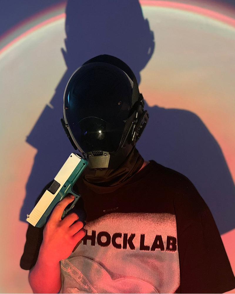 High-Tech Cyberpunk Helmet -  helmet - Futuristic High-Tech Cyberpunk Helmet with Balaclava - View 4