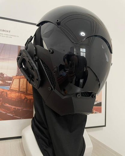 High-Tech Cyberpunk Helmet -  techwear - Futuristic High-Tech Cyberpunk Helmet with Balaclava - View 7