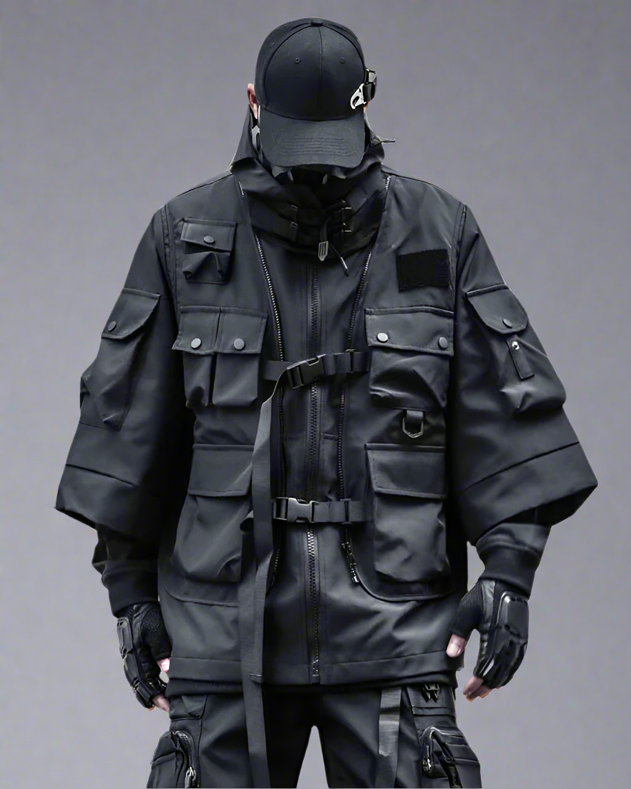 High-Tech Cyberpunk Robe - cyberpunk - Functional Cyberpunk Robe Jacket for Urban Style - Main view