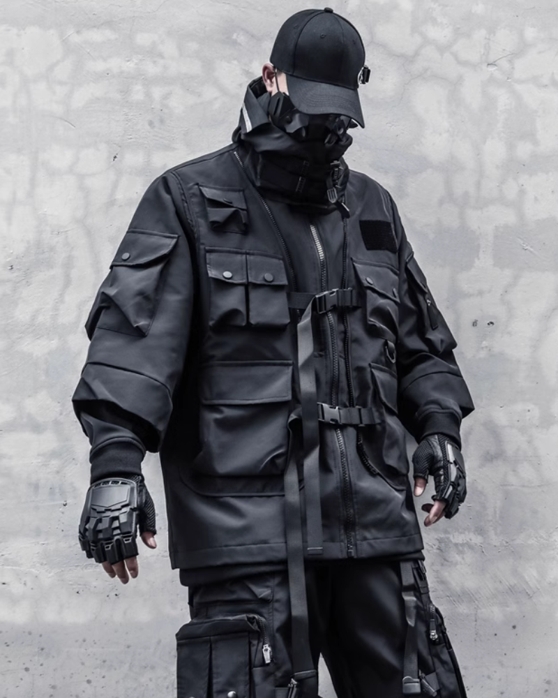 High-Tech Cyberpunk Robe - techwear robe - Functional Cyberpunk Robe Jacket for Urban Style - View 2