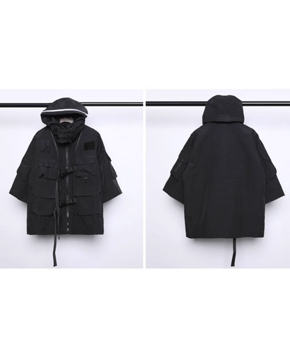 High-Tech Cyberpunk Robe -  urban streetwear - Functional Cyberpunk Robe Jacket for Urban Style - View 9