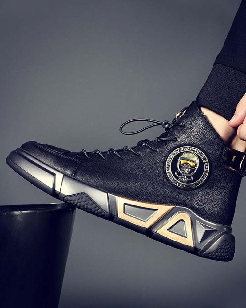 High-Top Leather Techwear Sneakers -  comfortable techwear shoes - High-Top Leather Techwear Sneakers for Active Comfort - View 3