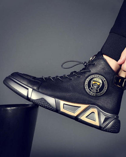 High-Top Leather Techwear Sneakers -  comfortable techwear shoes - High-Top Leather Techwear Sneakers for Active Comfort - View 3