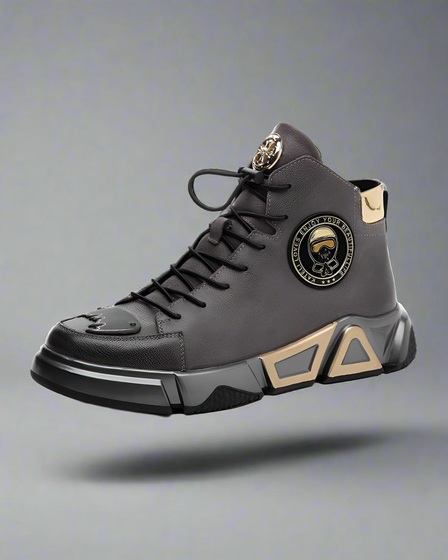 High-Top Leather Techwear Sneakers - leather sneakers - High-Top Leather Techwear Sneakers for Active Comfort - View 2