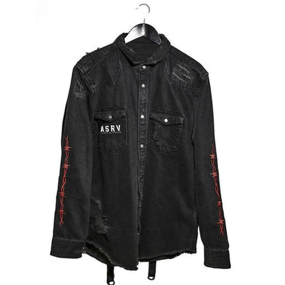 Horned Denim Jacket - Urban Style -  harajuku - Horned Denim Jacket for Urban and Streetwear Style - View 4