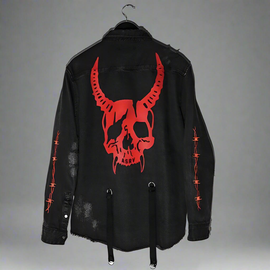 Horned Denim Jacket - Urban Style -  comfortable streetwear - Horned Denim Jacket for Urban and Streetwear Style - View 3
