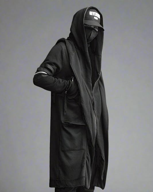 Futuristic Techwear Double-Layered Hooded Coat