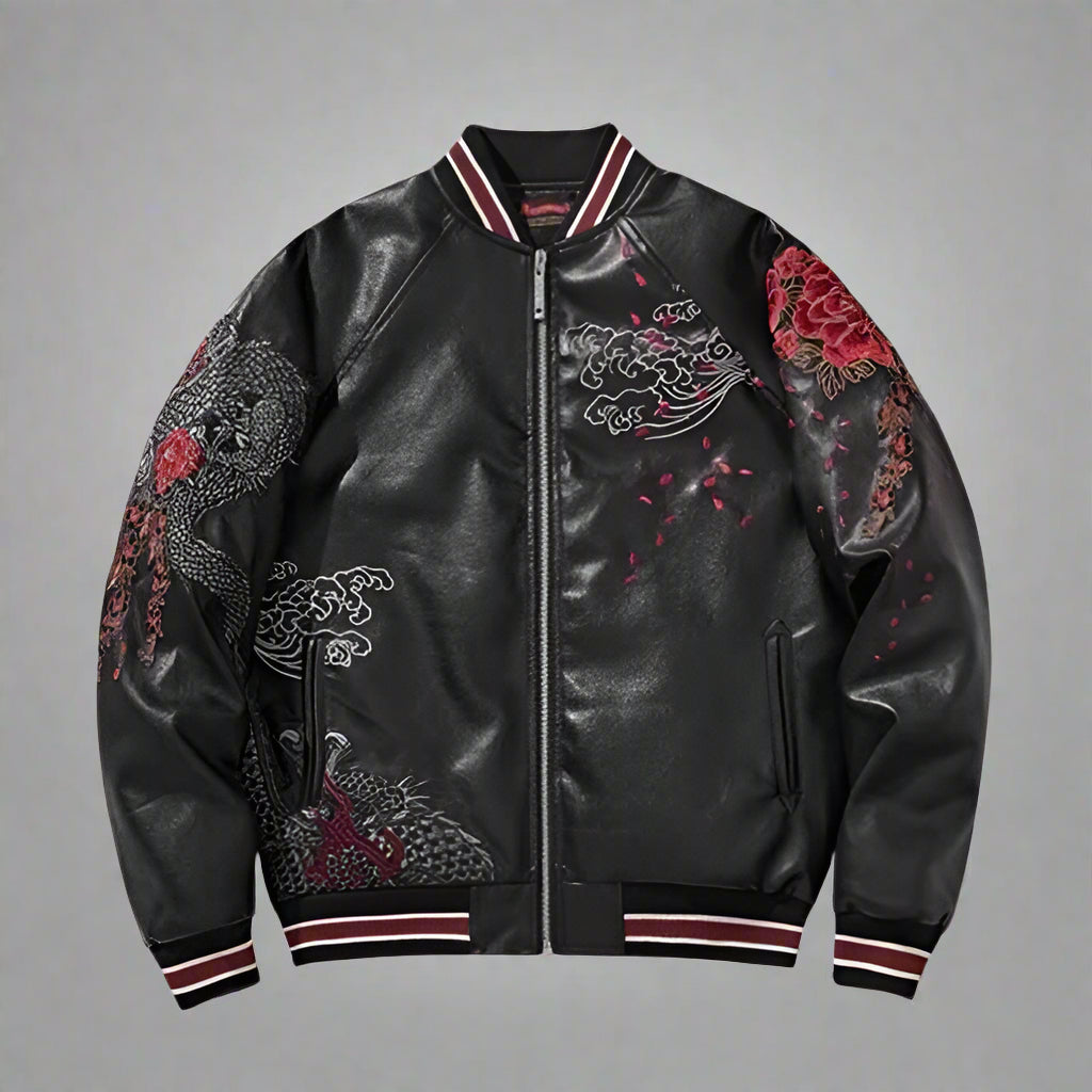 Iconic Travel Bomber Jacket - BEST SELLERS - Sukajan Bomber Jacket with Embroidered Dragons - Main view