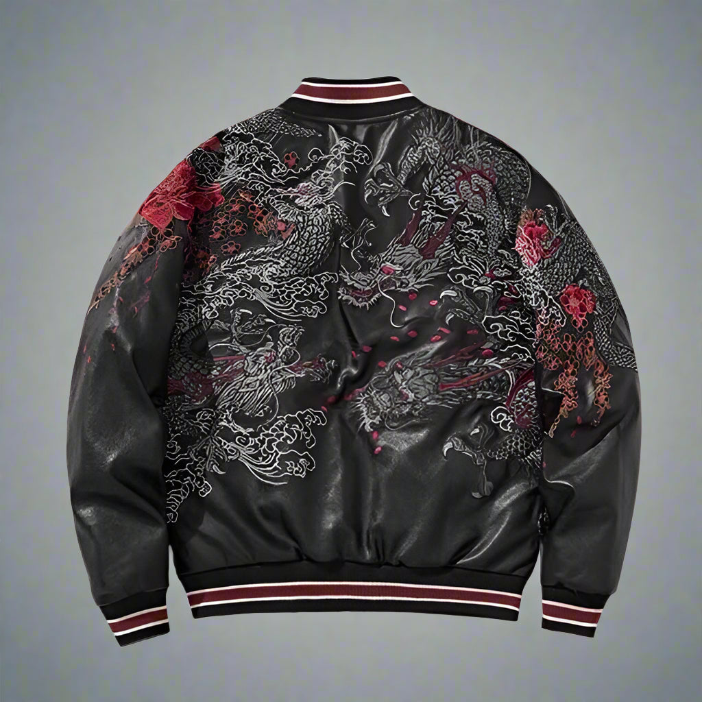 Iconic Travel Bomber Jacket - bomber jacket - Sukajan Bomber Jacket with Embroidered Dragons - View 2