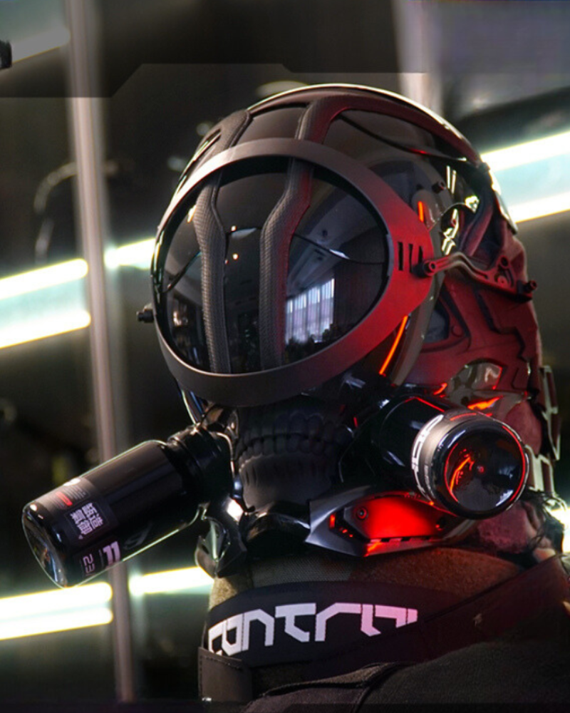 Illuminated Cyberpunk Helmet Mask -  customizable helmet - Illuminated Cyberpunk Helmet and Mask for Style and Fun - View 3