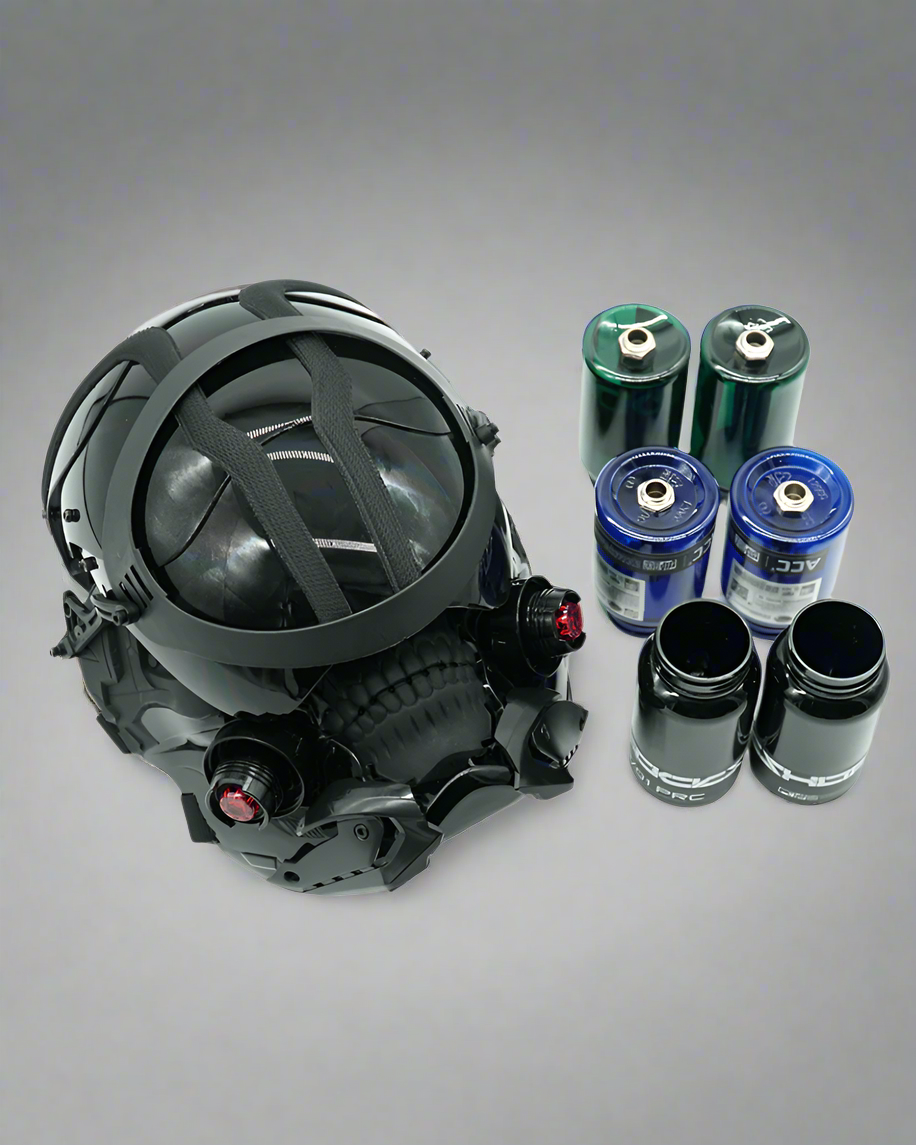 Illuminated Cyberpunk Helmet Mask -  sci-fi helmet - Illuminated Cyberpunk Helmet and Mask for Style and Fun - View 6