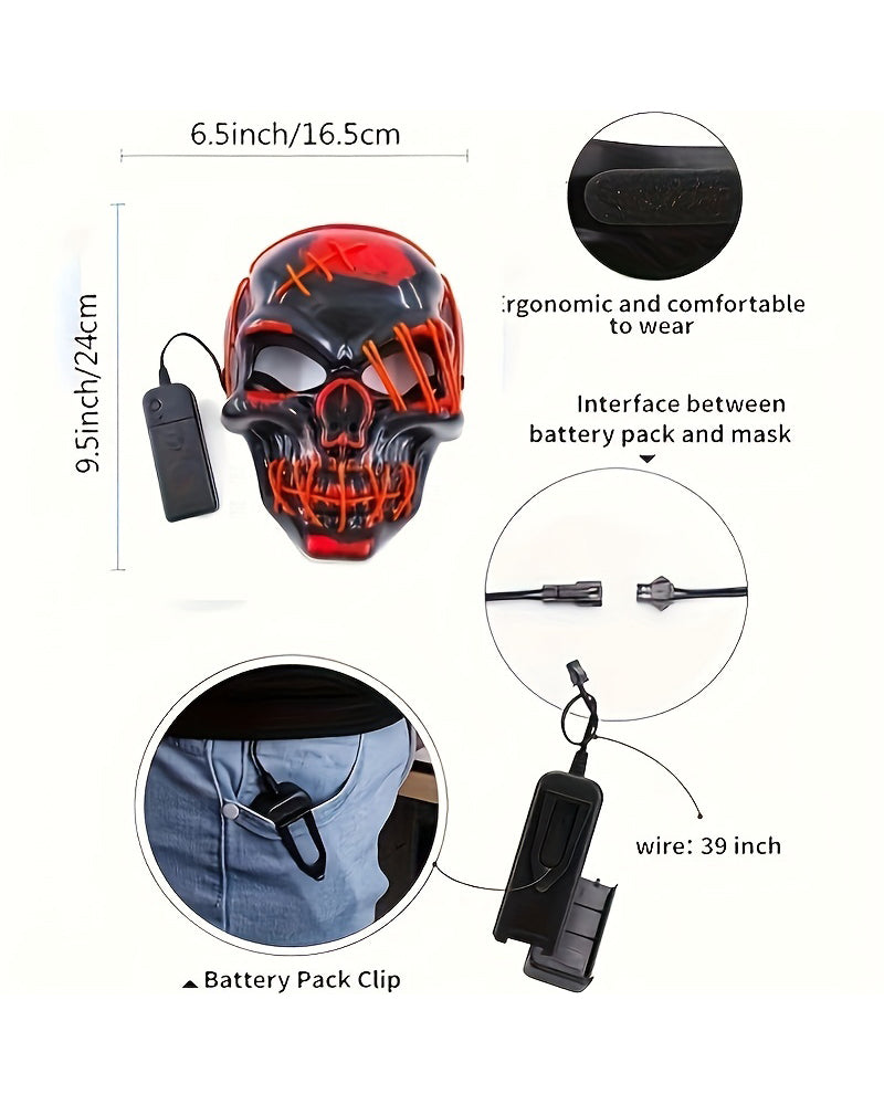 Illuminated Skull Ghost Mask -  cyberpunk mask - Colorful Illuminated Skull Ghost Mask for Techwear - View 28