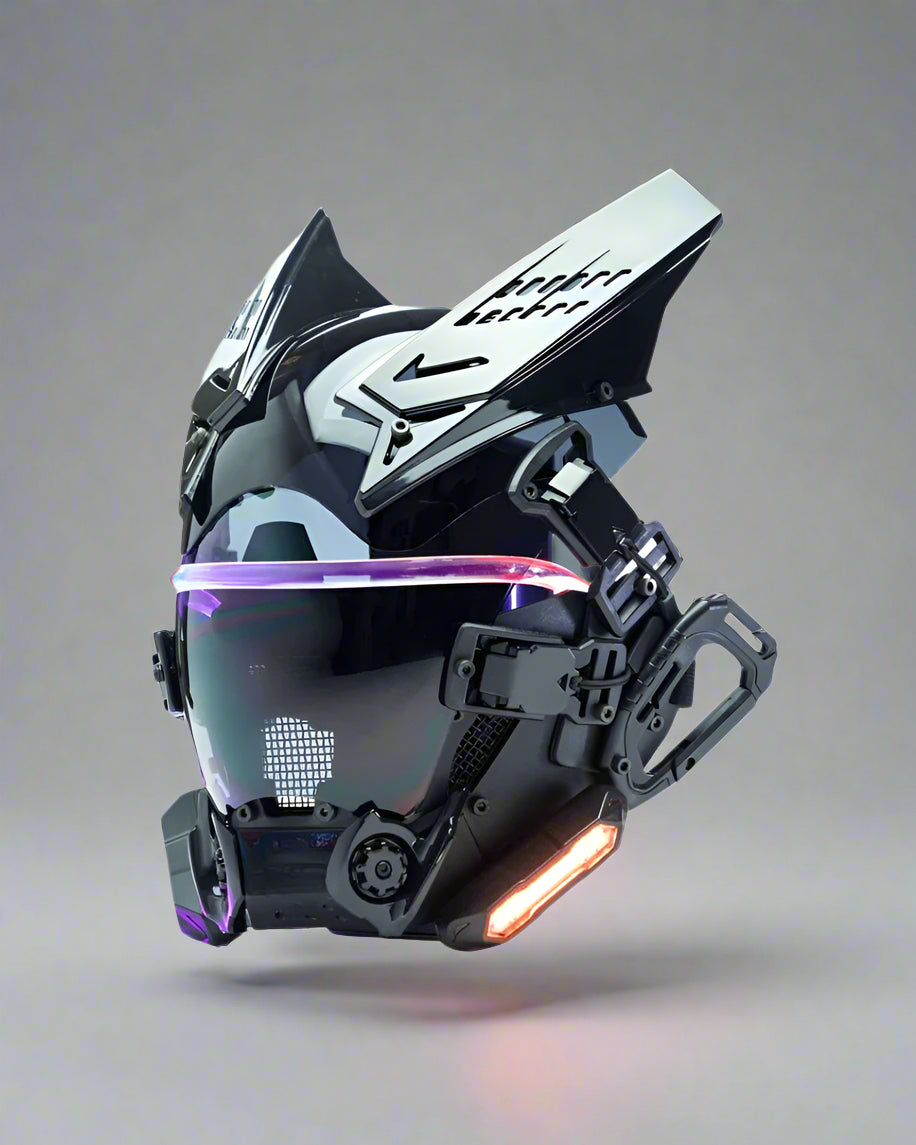 Illuminated Techwear Helmet Mask -  adjustable fit helmet - Techwear LED Helmet Mask with Dynamic Colors - View 3