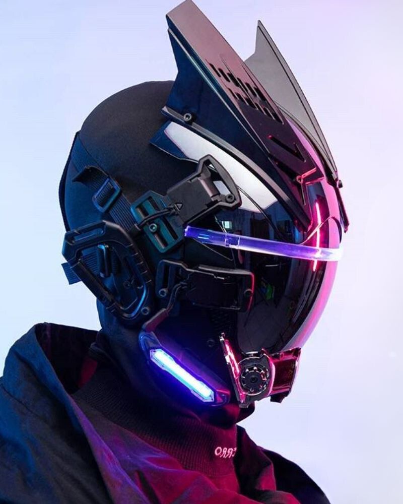 Illuminated Techwear Helmet Mask -  helmet mask - Techwear LED Helmet Mask with Dynamic Colors - View 6