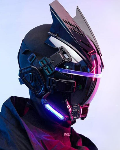 Illuminated Techwear Helmet Mask -  helmet mask - Techwear LED Helmet Mask with Dynamic Colors - View 6