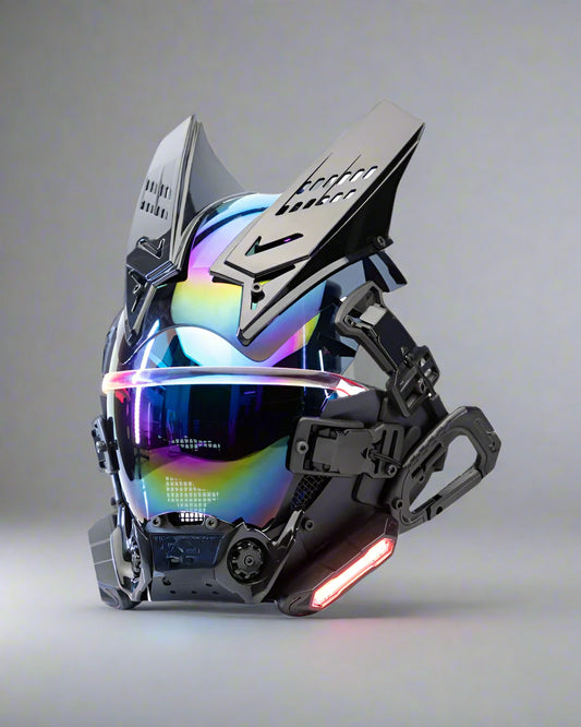 Illuminated Techwear Helmet Mask - futuristic helmet mask - Techwear LED Helmet Mask with Dynamic Colors - Main view