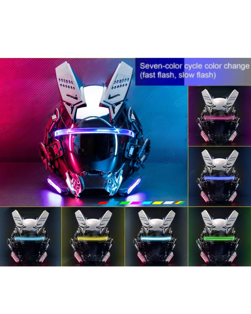 Illuminated Techwear Helmet Mask -  adjustable fit helmet - Techwear LED Helmet Mask with Dynamic Colors - View 10