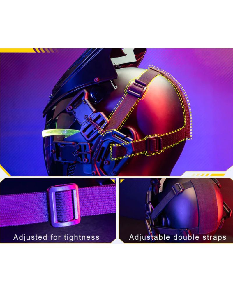 Illuminated Techwear Helmet Mask - techwear - Techwear LED Helmet Mask with Dynamic Colors - View 9