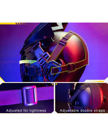 Illuminated Techwear Helmet Mask - techwear - Techwear LED Helmet Mask with Dynamic Colors - View 9