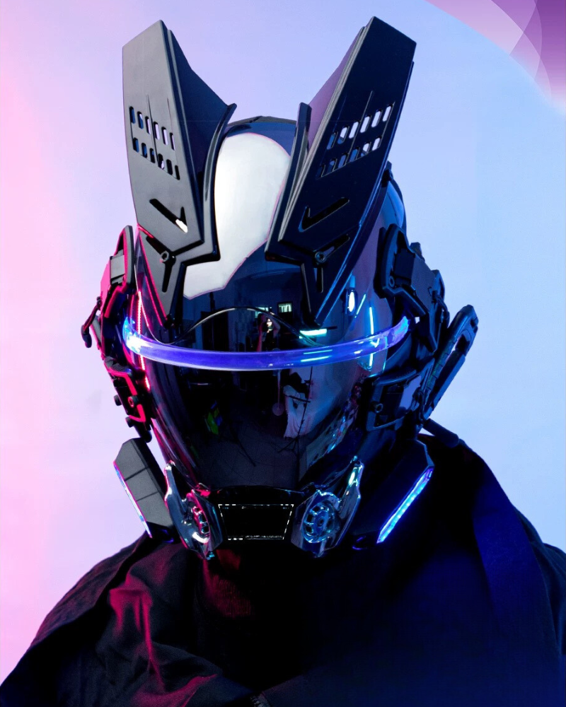 Illuminated Techwear Helmet Mask -  led mask - Techwear LED Helmet Mask with Dynamic Colors - View 7