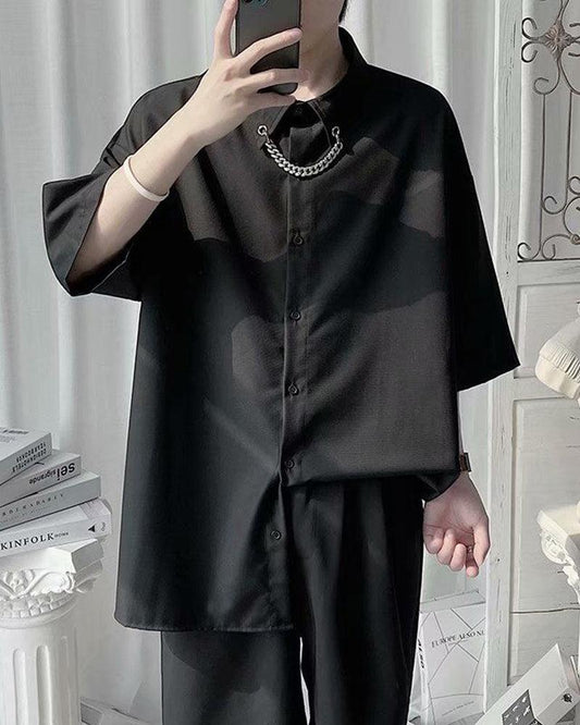 Chain-Detail Short Sleeve Shirt