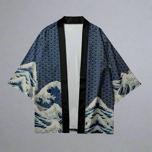 Elegant Ocean Waves Haori Jacket