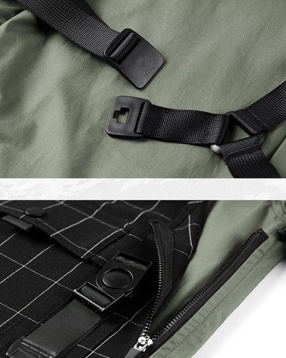 Layered Techwear Style Shirt -  removable zipper pocket - Urban Tactical Techwear Shirt with Functional Pockets - View 5