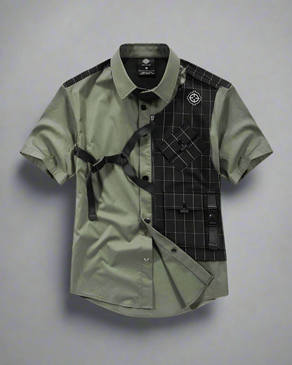 Layered Techwear Style Shirt - techwear fashion - Urban Tactical Techwear Shirt with Functional Pockets - Main view