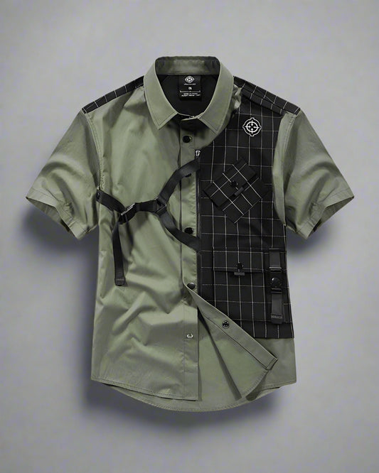 Layered Techwear Style Shirt - techwear fashion - Urban Tactical Techwear Shirt with Functional Pockets - Main view