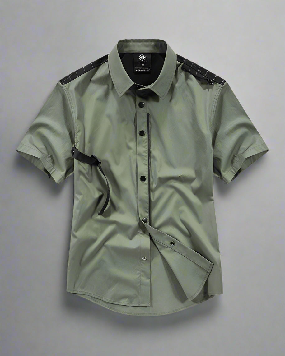 Layered Techwear Style Shirt - techwear shirt - Urban Tactical Techwear Shirt with Functional Pockets - View 2
