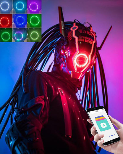 LED Cyberpunk Dreadlocks Helmet -  rechargeable led lighting - LED Cyberpunk Dreadlocks Helmet for Futuristic Style - View 6