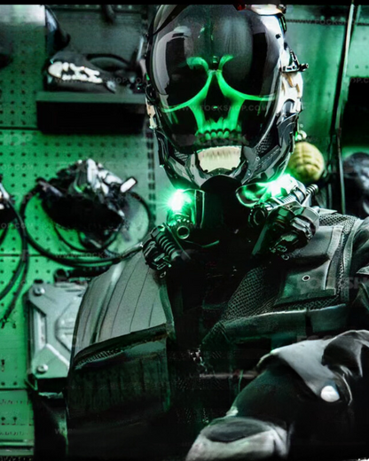 LED Cyberpunk Glow Helmet -  techwear accessories - Futuristic LED Cyberpunk Glow Helmet for Parties - View 7