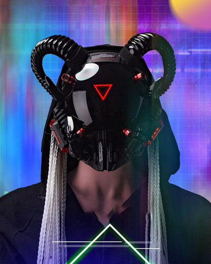 LED Cyberpunk Goat Horn Helmet - cyberpunk helmet - LED Cyberpunk Goat Horn Helmet for Cosplay Events - View 2