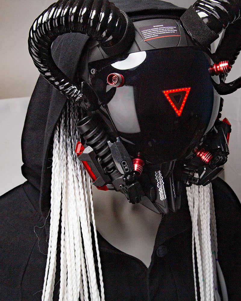 LED Cyberpunk Goat Horn Helmet -  sci-fi helmet - LED Cyberpunk Goat Horn Helmet for Cosplay Events - View 6