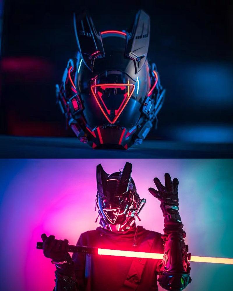 LED Cyberpunk Sci-Fi Helmet -  futuristic - Futuristic LED Cyberpunk Sci-Fi Helmet with Balaclava - View 17