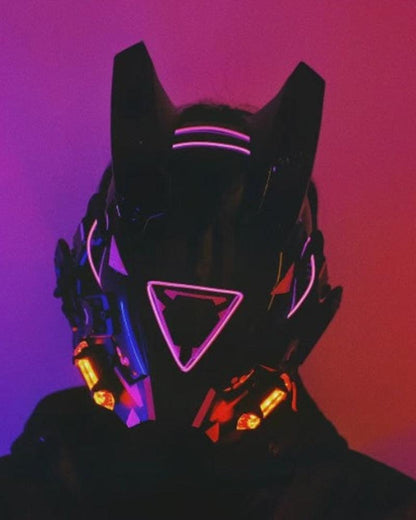 LED Cyberpunk Sci-Fi Helmet -  futuristic - Futuristic LED Cyberpunk Sci-Fi Helmet with Balaclava - View 3